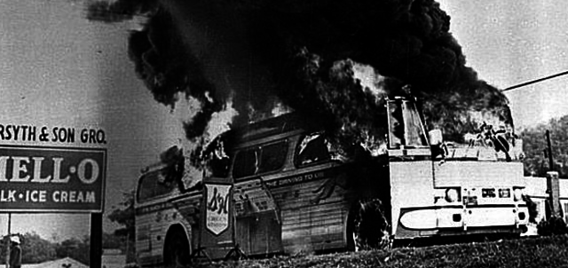 Freedom Riders bus was set on fire