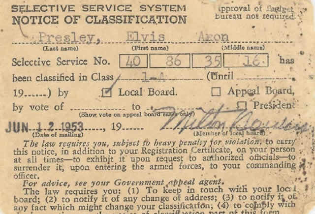 Elvis Presley given a draft notice to join US Army