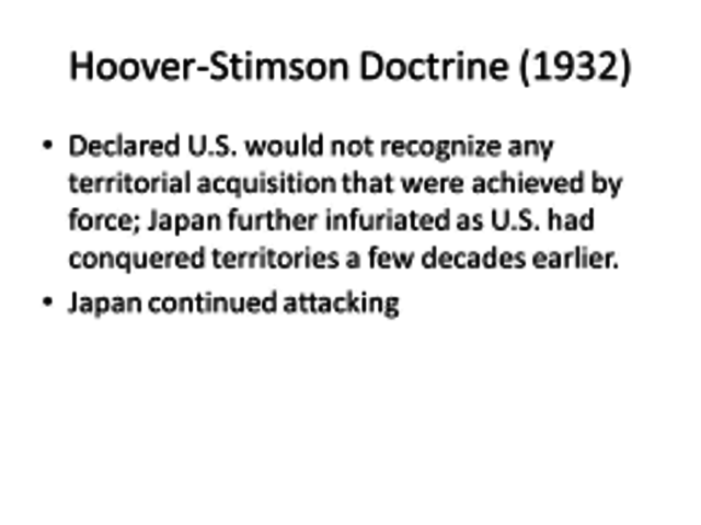 US issues the Stimson doctrine