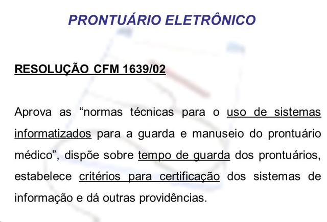 Parceria CFM/SBIS - norma técnica