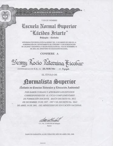 Mi Diploma de Normalista