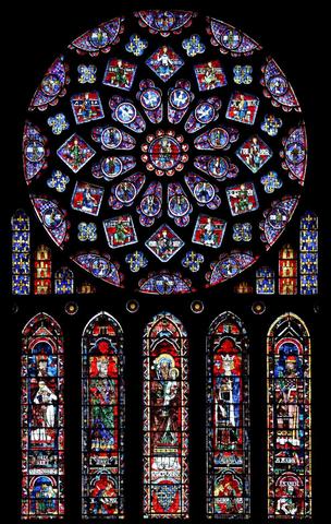 Rose window and lancets, north transept, Chartres (1210-30)