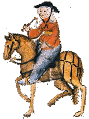 Wife of Bath, from Geoffrey Chaucer's Canterbury Tales. (1400-05)