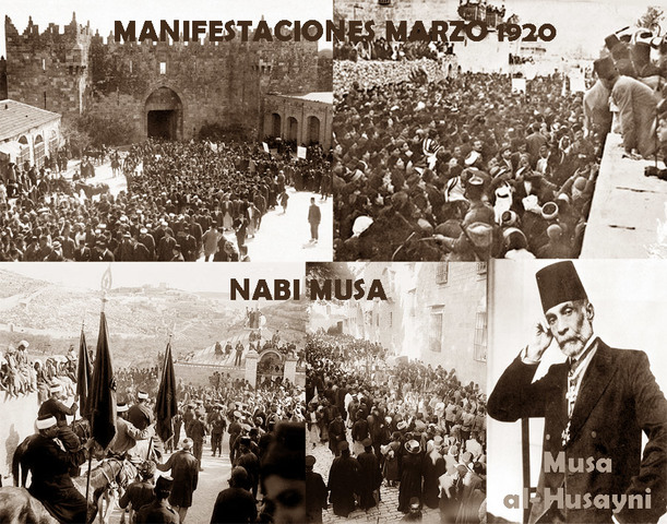 Manifestaciones y masacres arabes en Jebron, Jerusalem, Safed, Haifa y Motza