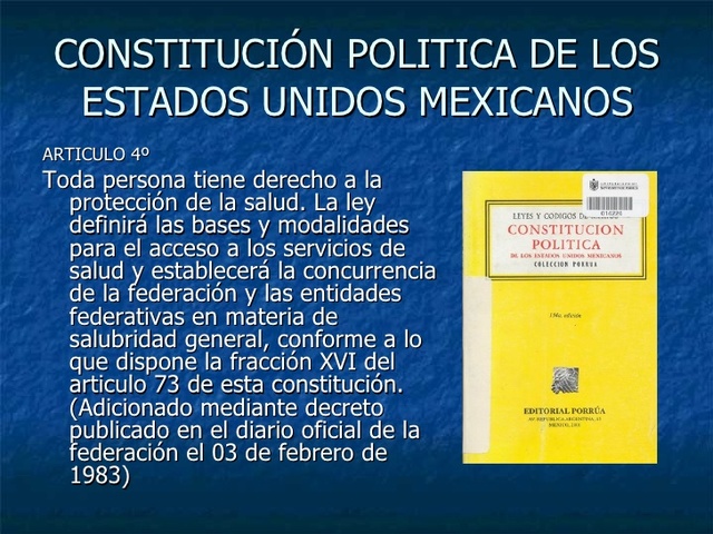 INCORPORACION A LA CONSTITUCION DEL DERECHO A LA PROTECCION A LA SALUD