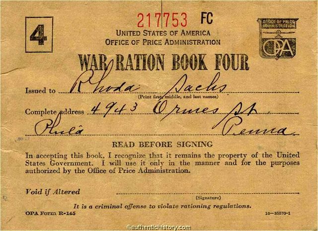 office of price adminitstraion issues ration book one