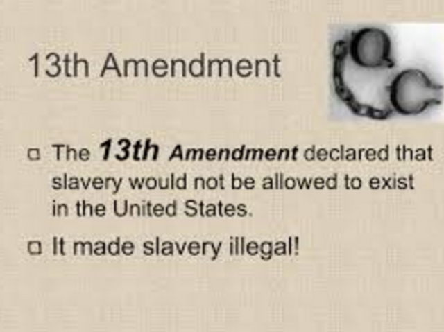 13th Amendment approved and ratified by congress