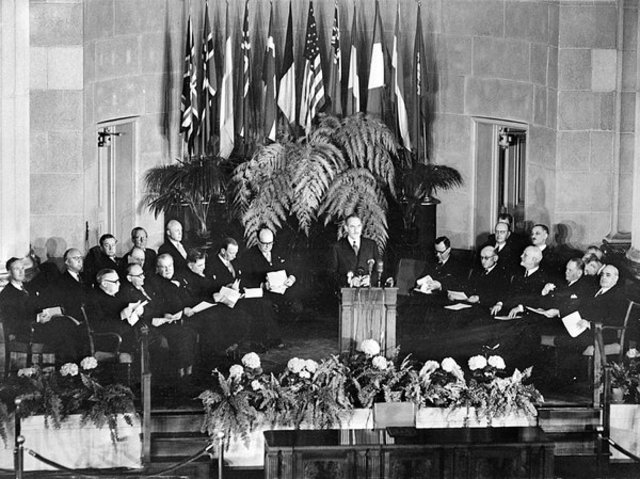 Start of North Atlantic Treaty Organization (NATO)—treaty signed by 12 nations