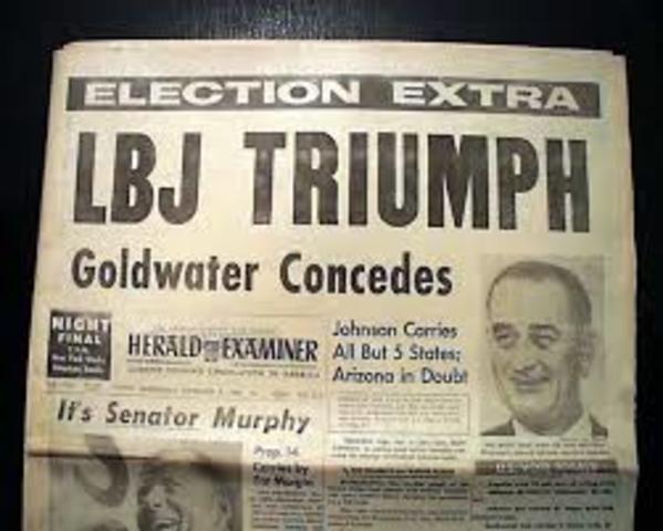 Lyndon B. Johnson wins the presidency.