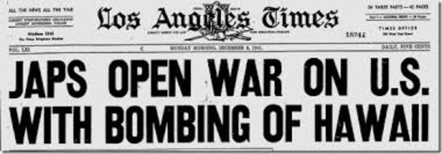 The United States declares war on Japan