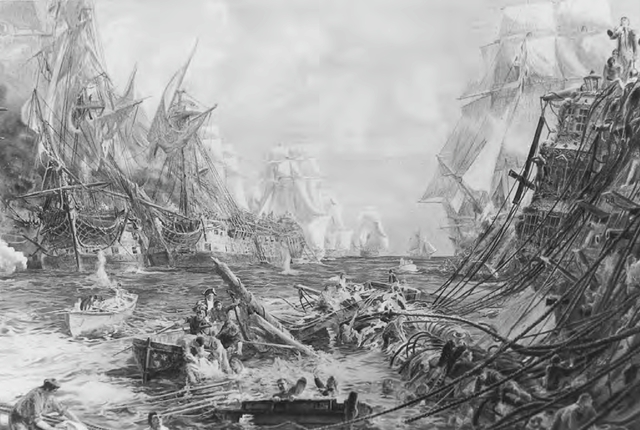 The French fleet is destroyed at the battle of trafalgar