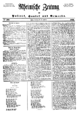 Colaboración con el periódico Rheinische Zeitung1842