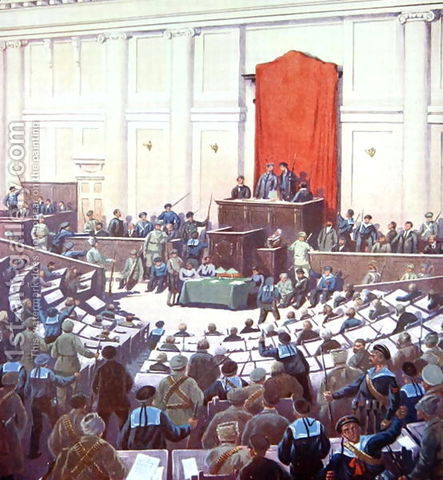 Constituent Assembly convenes, and is forcibly broken up by the Bolsheviks.