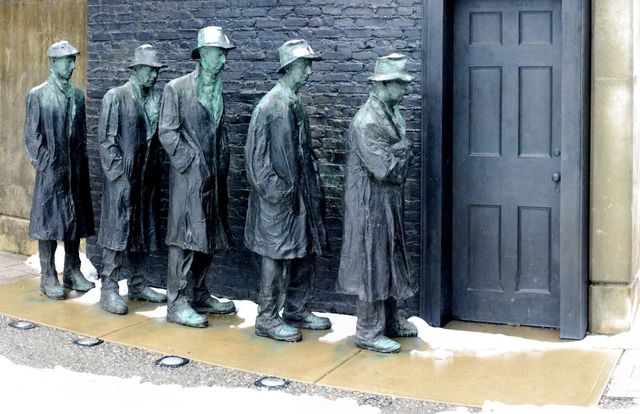 Depression Bread Line Sculpture