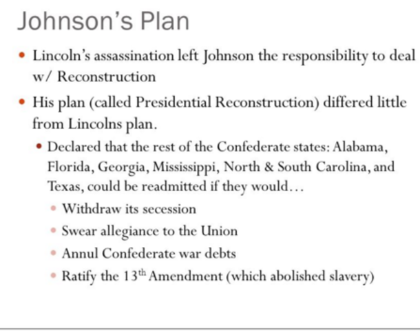 Johnson Declares reconstruction complete