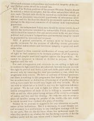 Fourteen Points proposed