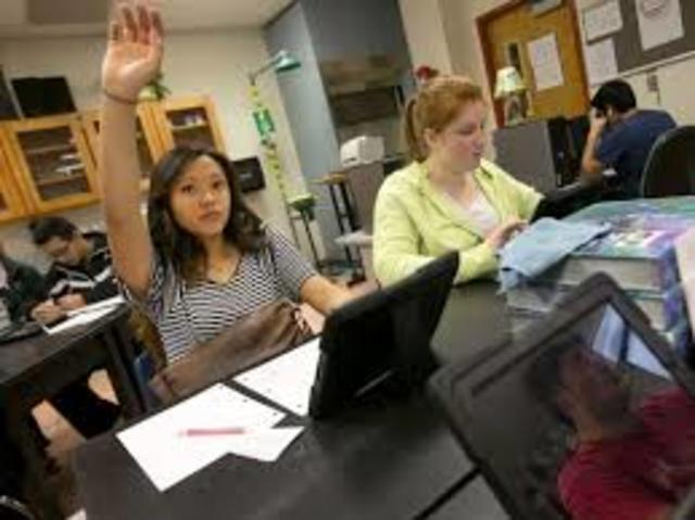Students using technology in the classroom
