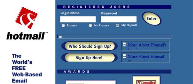 Primer servicio web (webmail) Hotmail.