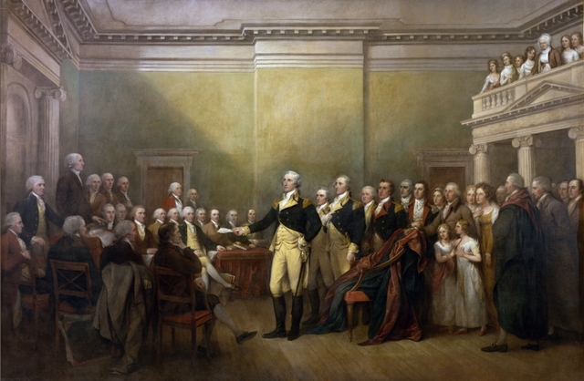 GENERAL GEORGE WASHINGTON RESIGNING HIS COMMISSION