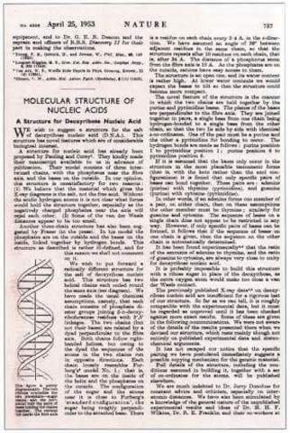 La edición de nature de Watson y Crick