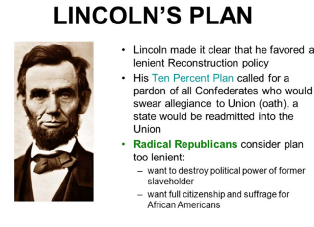 Lincoln announces Ten Percent Plan