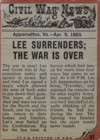 lee surenders , civil war ends