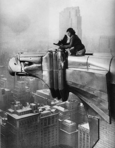 Bourke-White working atop the Chrysler Building, NY 1934, Oscar Graubner