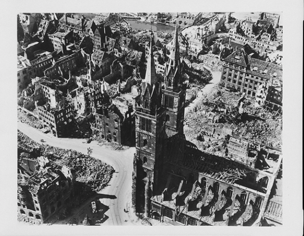 Nuremberg after Allied bombing, Germany, 1945