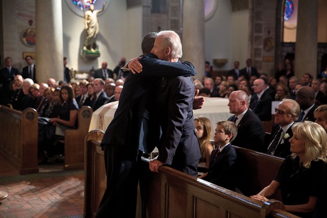 Barack Obama at Beau Biden's funeral
