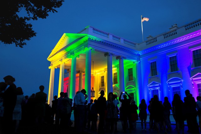 The White House in rainbow colors in honor of gay marriage ruling