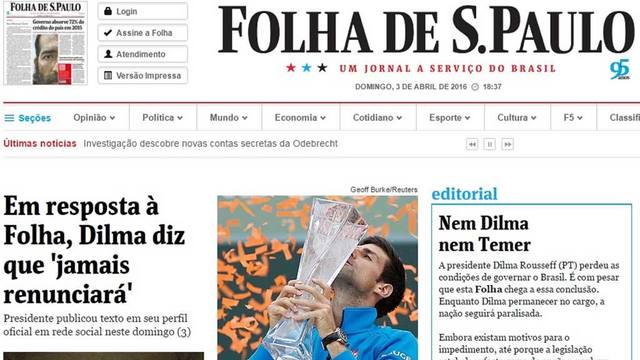 PERIÓDICOS DE LA PRENSA BRASILEÑA - "Folha de Sao Paulo"