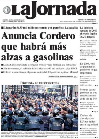 PERIÓDICOS DE LA PRENSA MEXICANA - "La Jornada"