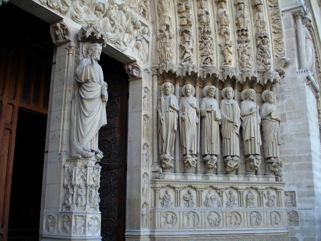 Statues outside of Notre-Dame, France