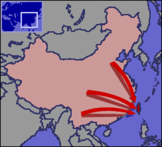 Nationalists flee to Taiwan/Mao controls Communists China