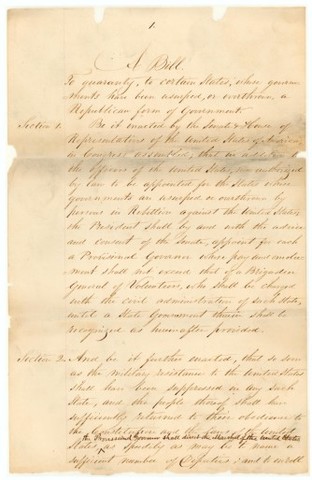 Lincoln vetoes the Wade-Davis Bill