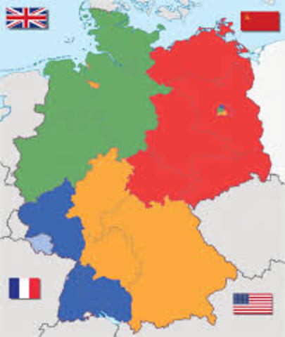 Allies divide up Germany and Berlin and take over the government.