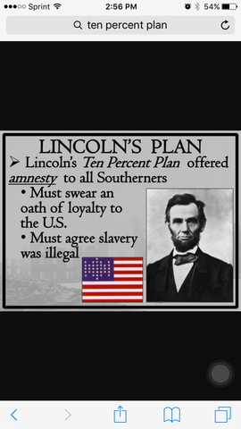 Lincoln announces Ten Percent Plan