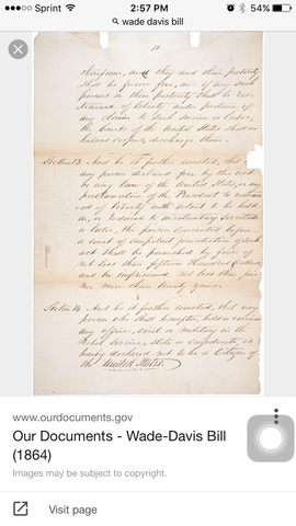 Lincoln vetoes Wade-Davis Bill