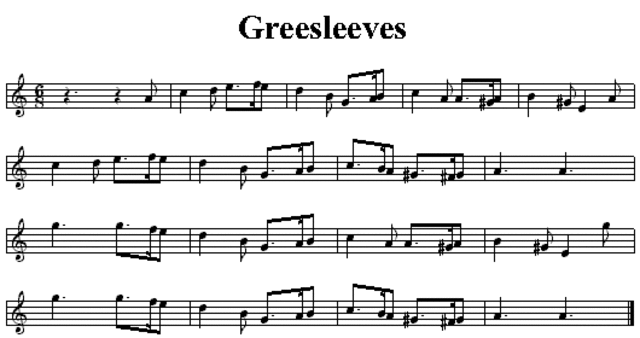 Greensleeves English Folk Song