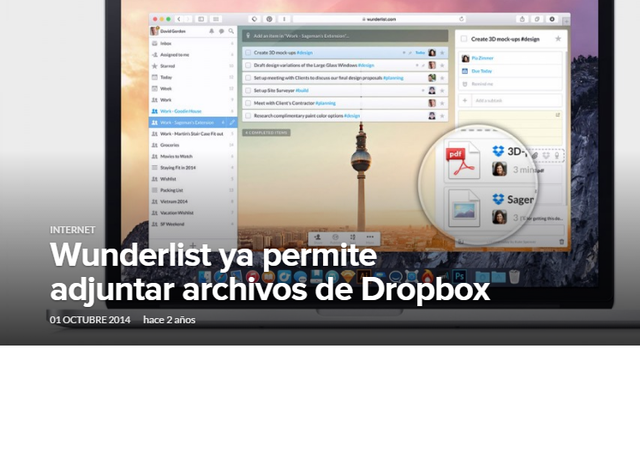 Wunderlist ya permite adjuntar archivos de Dropbox