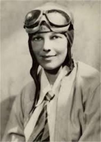 Amelia Earhart is first women an to fly solo across Atlantic Ocean