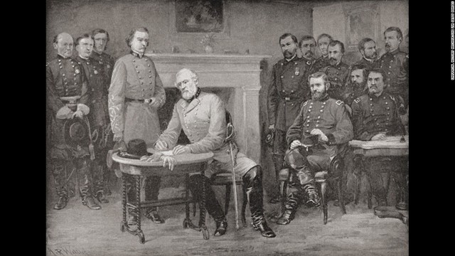 Lee surrenders at Appomattox Court House- Civil War Ends