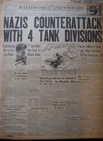 Germans begin a major counter-attack toward Avranches.