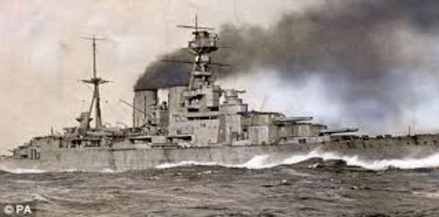 Sinking of the British ship hood by the bismark