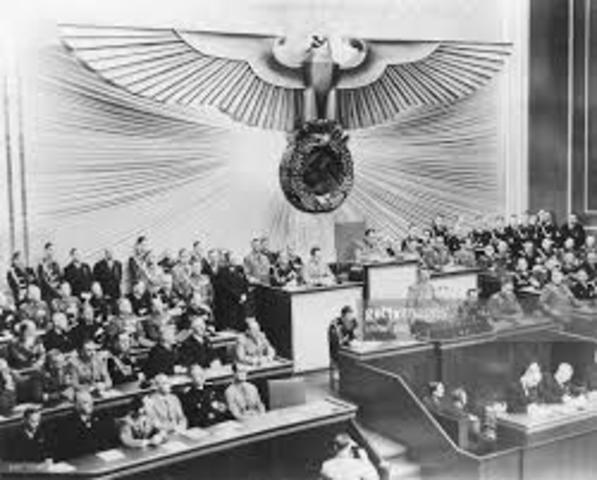 Hitler threatens jews during reischage speech