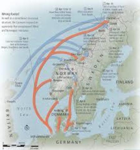 Nazis invade Denmark and Norway.