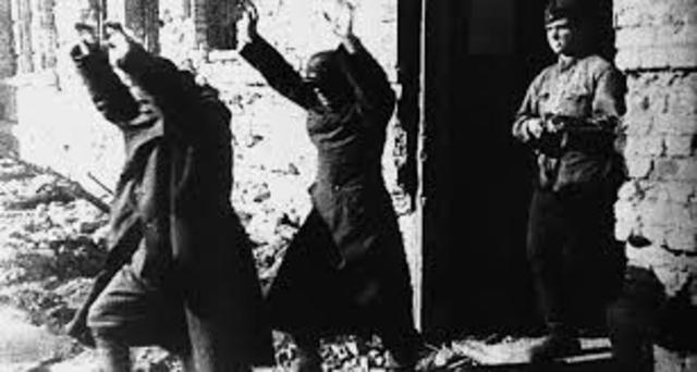 Germans surrender at Stalingrad in the first big defeat of Hitler's armies.