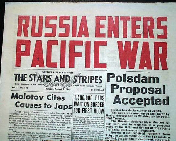 Russia declares war on Japan