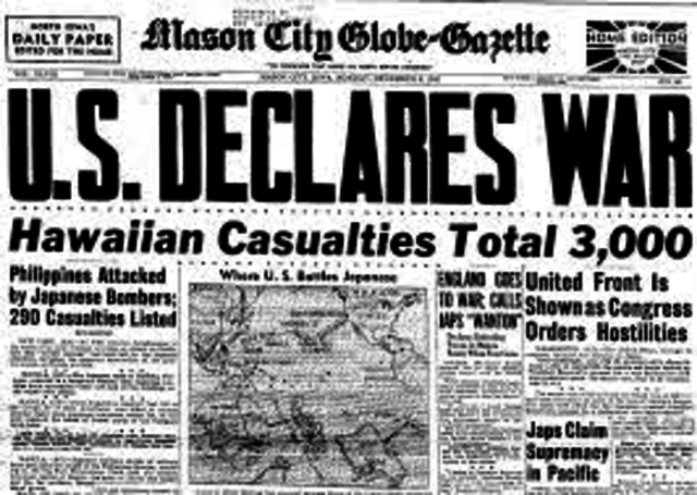 Britain and the US declare war on Japan