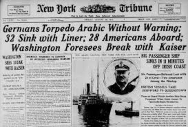 Sinking of Brit liner ARABIC